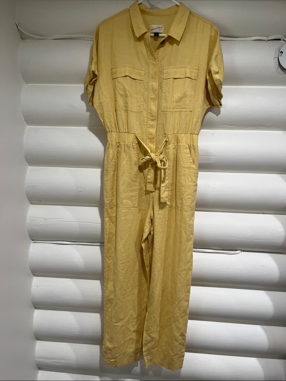 Universal Thread Yellow Short-Sleeve Tie-Waist Jumpsuit